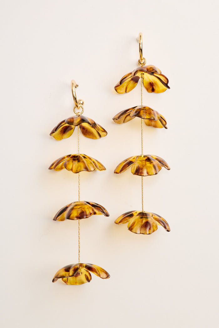 Solara Bloom Drop Earrings in Brown flatlay