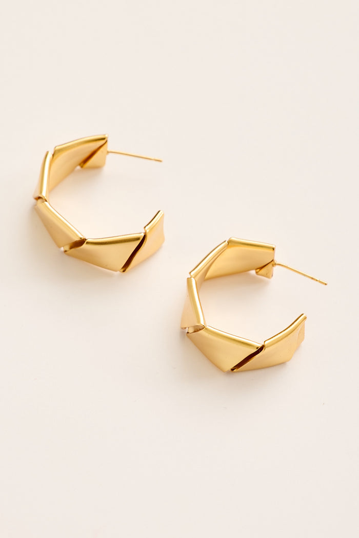 Lainey Textured Hoop Earrings in Gold flatlay
