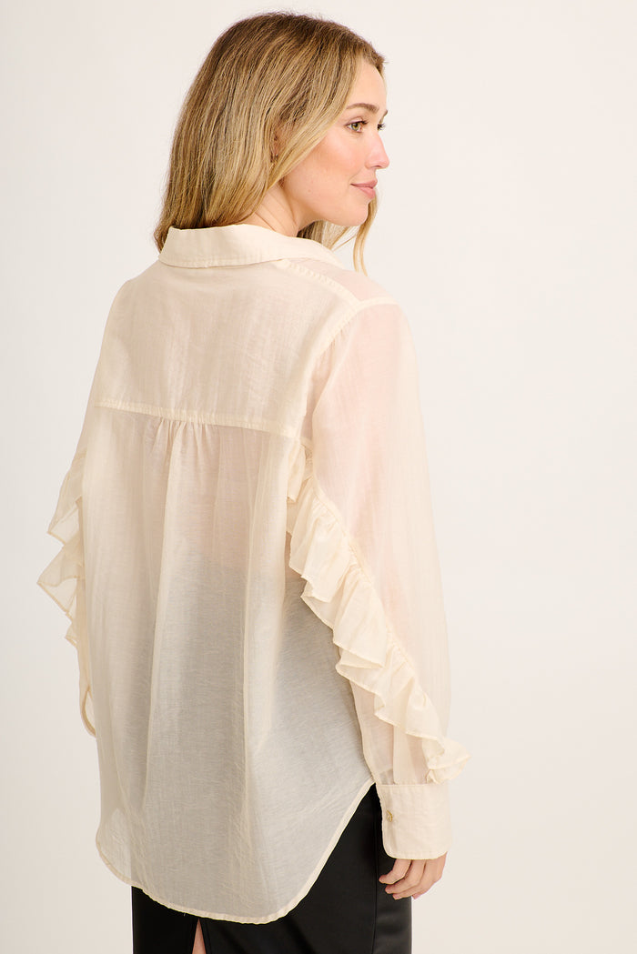 Ayala Shirt in Beige Embroidery Cotton Blend back