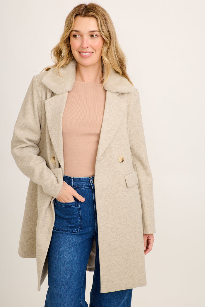 Aretha Coat in Taupe front