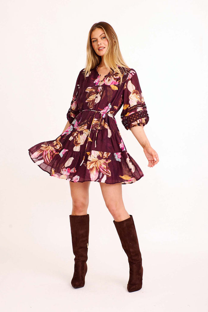 Gianna Dress in Plum Floral
