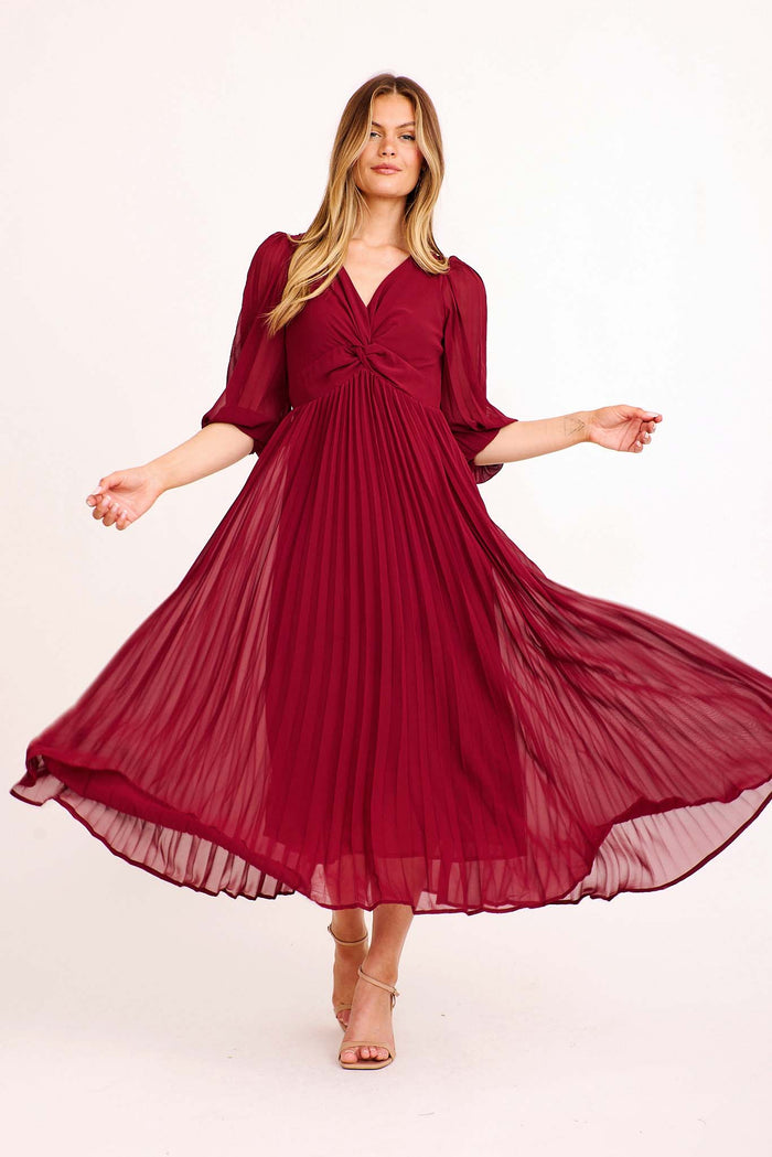 Moritz Maxi Dress in Wine Chiffon