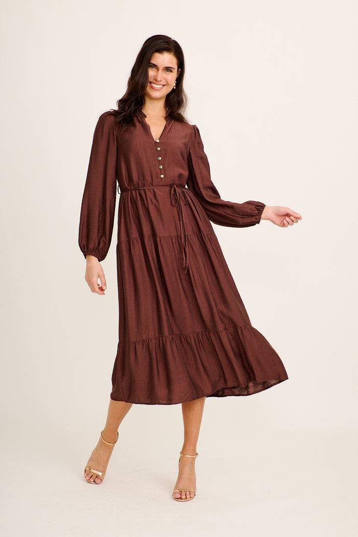 Estate Midi Dress in Chocolate