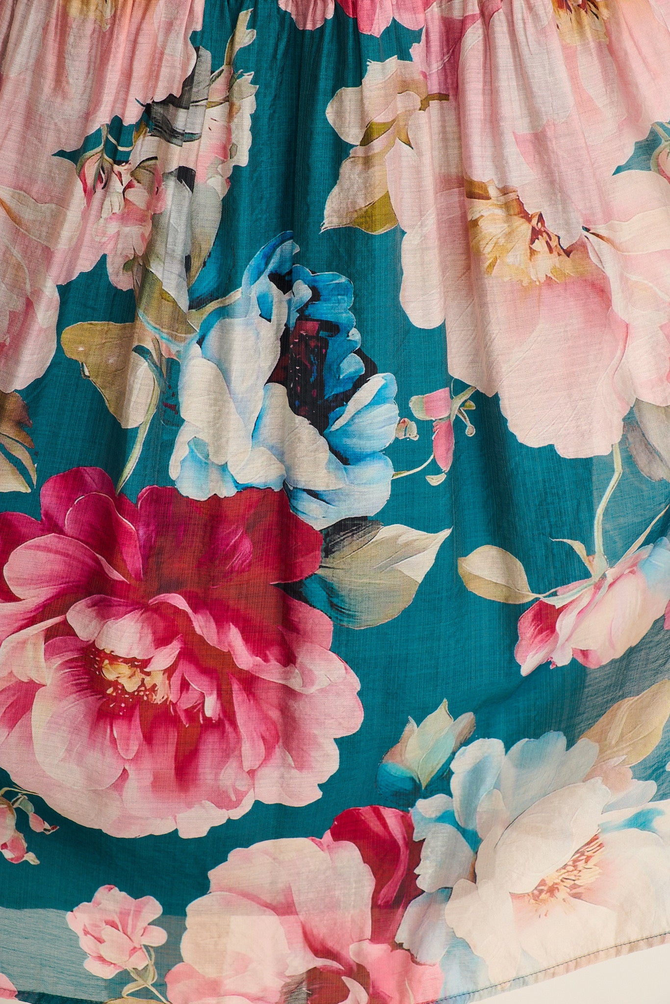 Amalie Teal Pink Floral Midi Dress