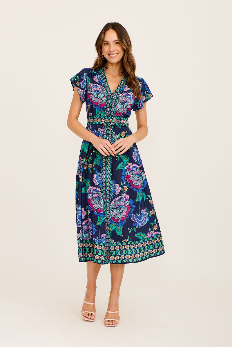 Alba Maxi Dress in Navy with Multi Floral