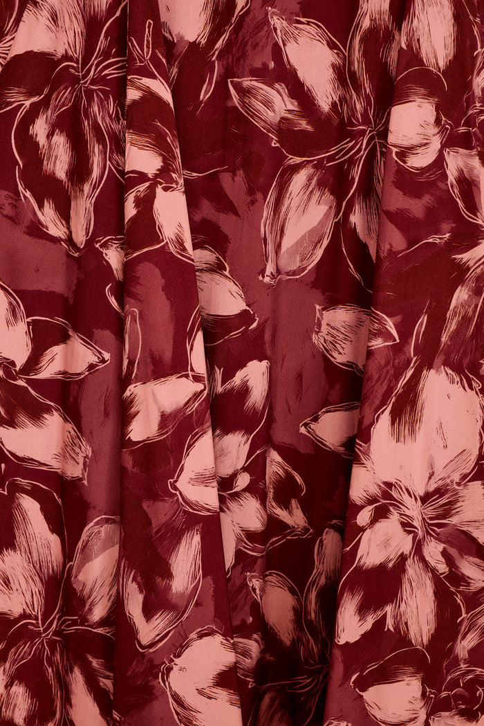 Wine Pink Floral Skirt close-up