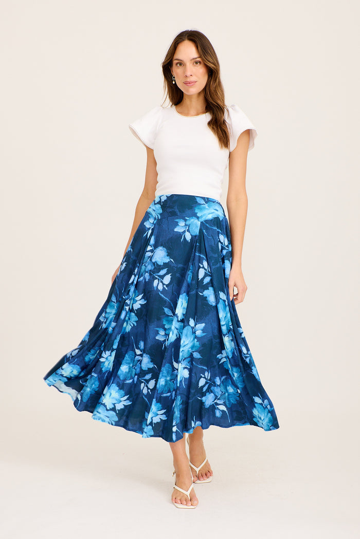 Navy Floral Skirt Back