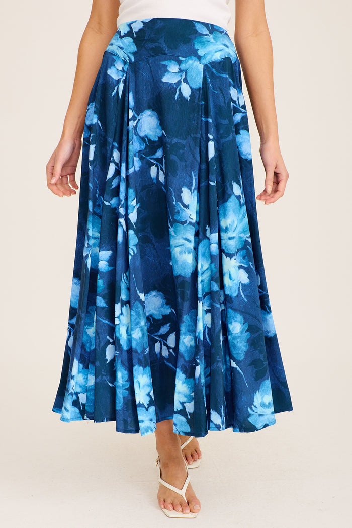 Navy Floral Skirt full-length