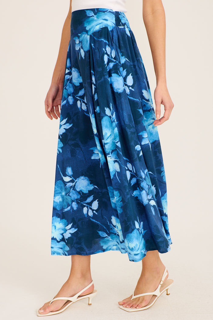 Navy Floral Skirt Front