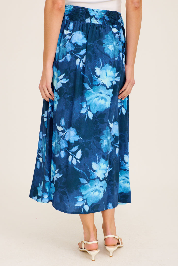 Navy Floral Skirt Side