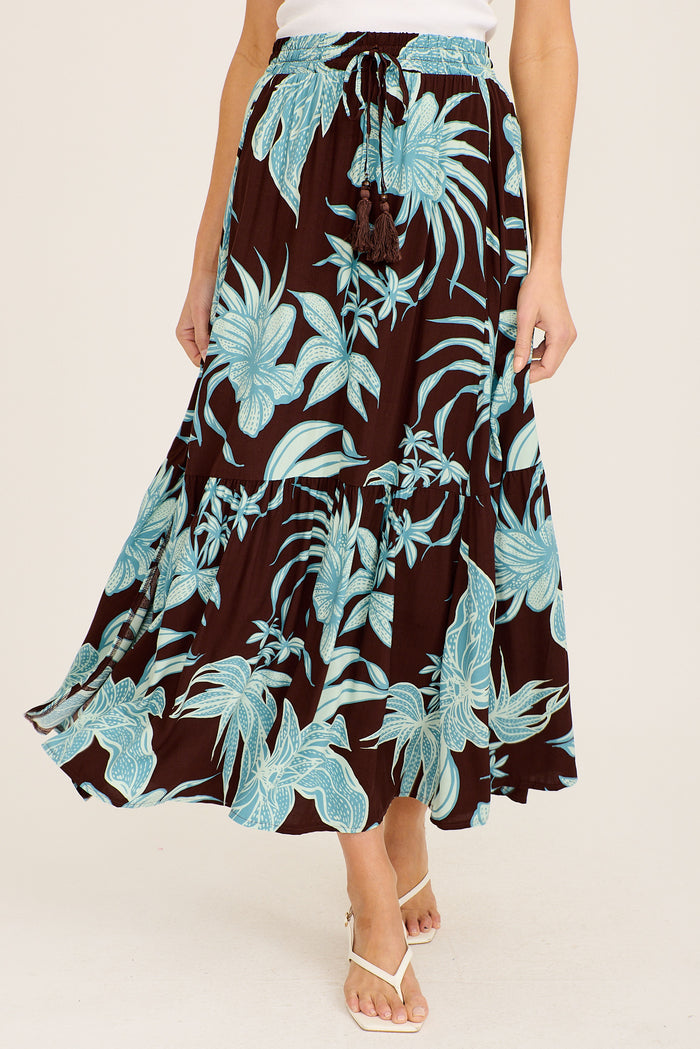 Chocolate Floral Skirt full-length