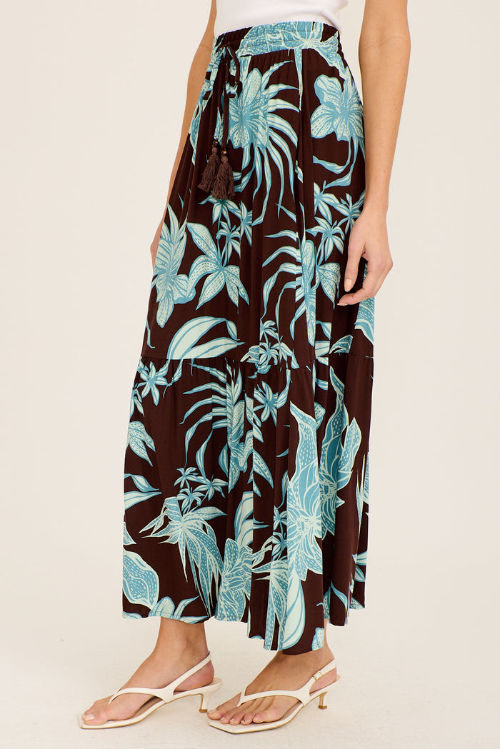 Chocolate Floral Skirt Front