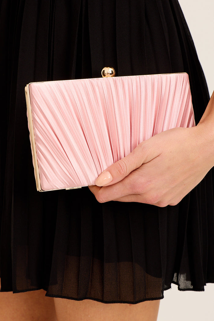 Blush pink Amina clutch front