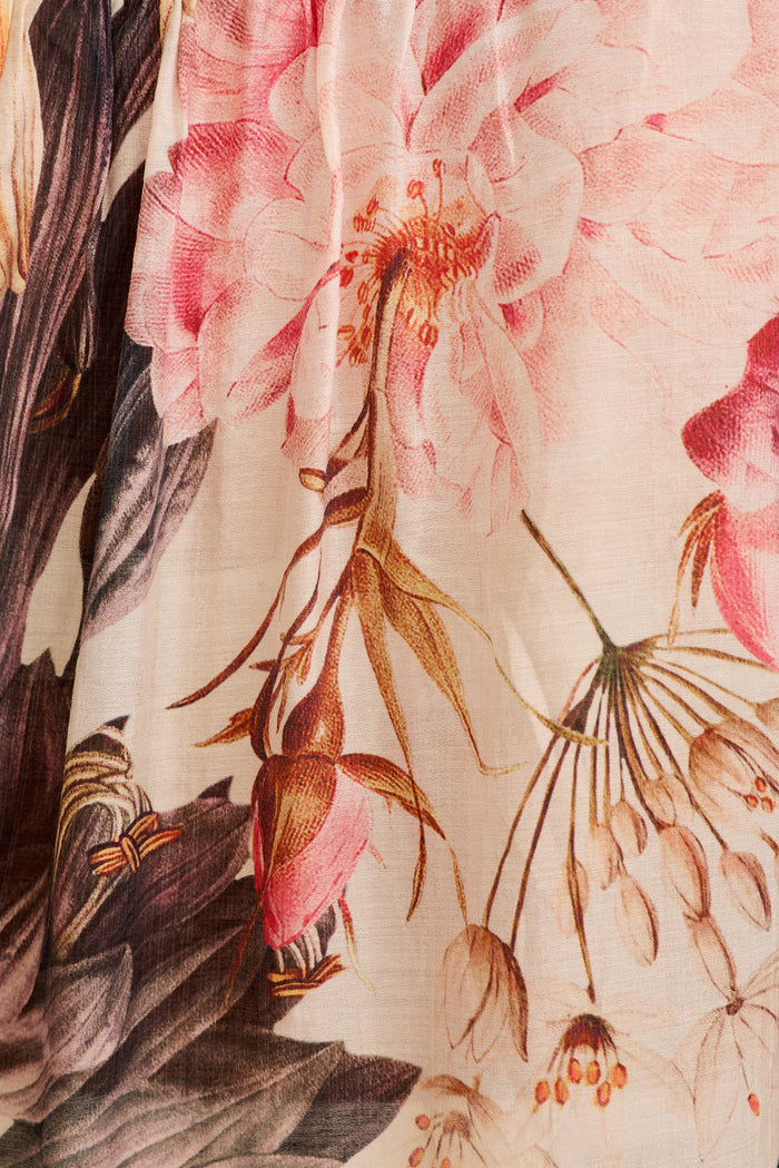 Cream Tropical Floral Top close-up
