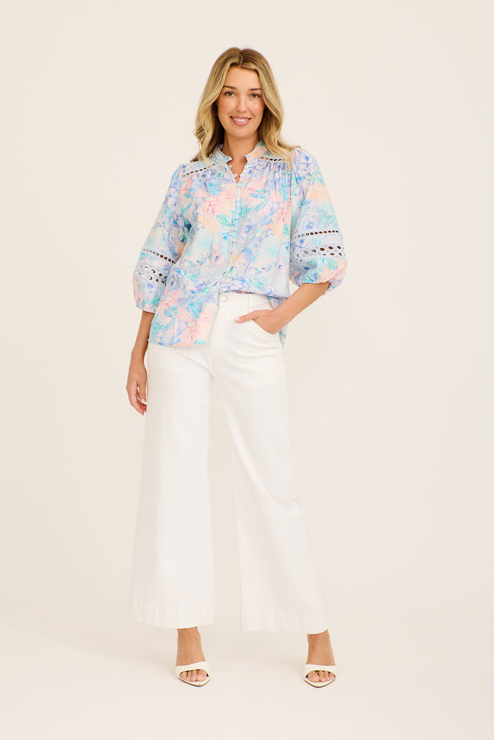 Blue Floral Top Back