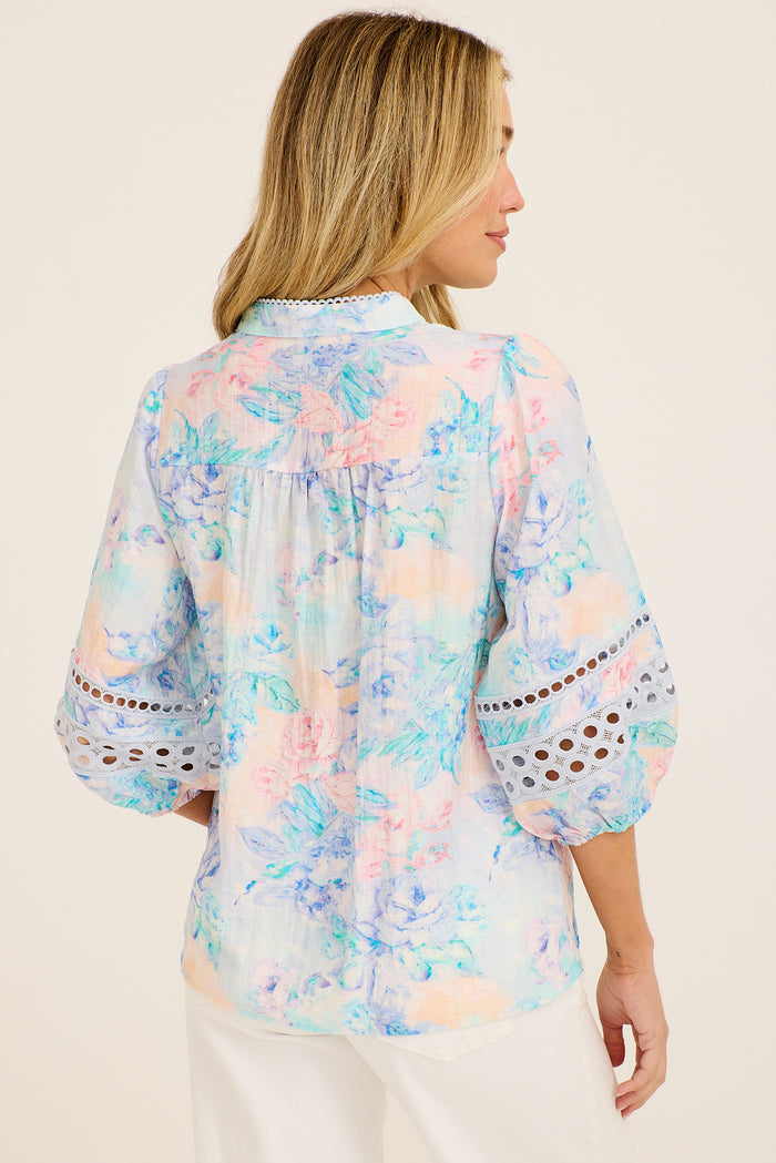 Blue Floral Top Side