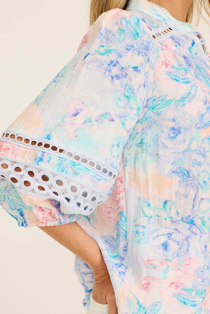 Blue Floral Top Detail