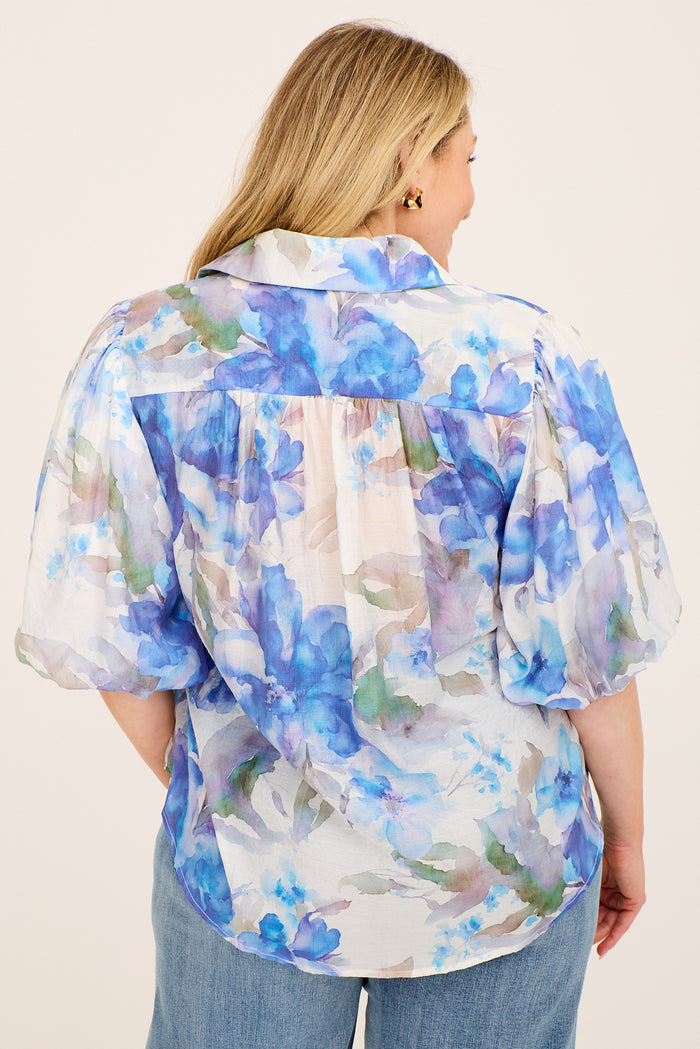 Blue floral Aeryn shirt back
