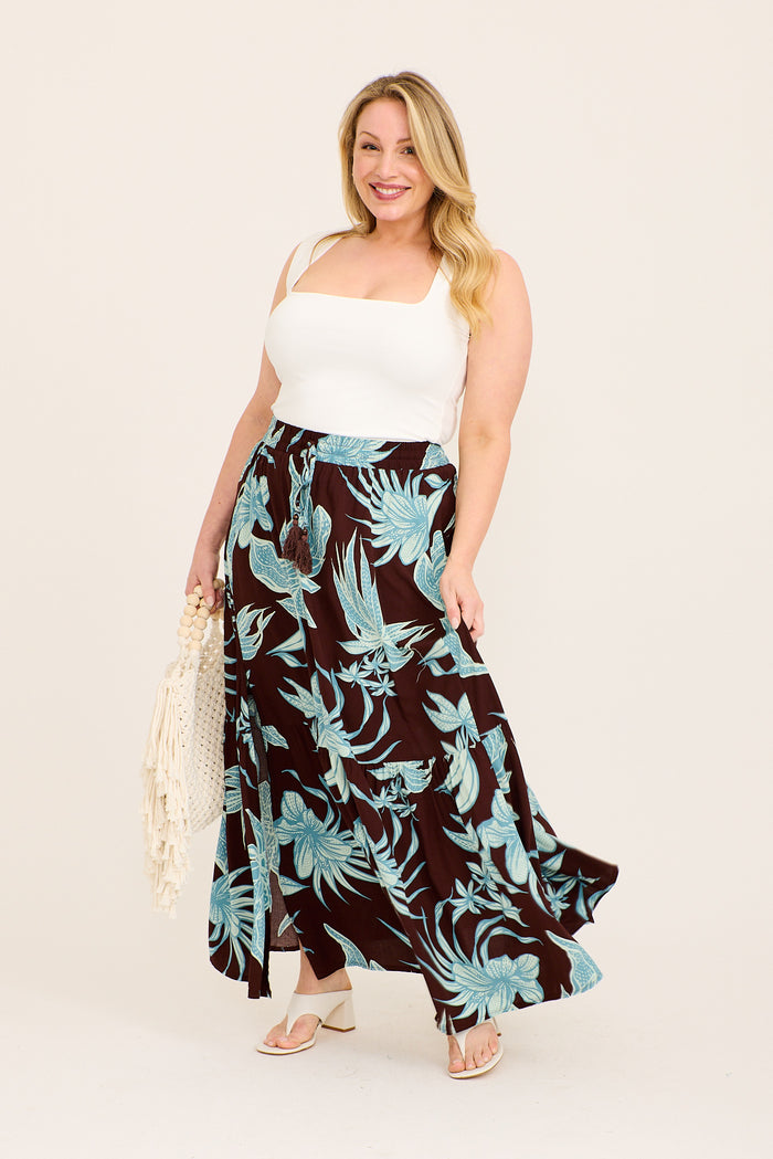 Chocolate Floral Skirt Detail