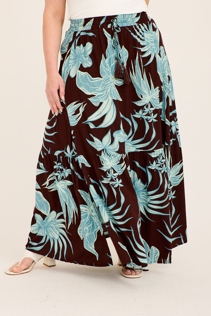 Chocolate Floral Skirt close-up