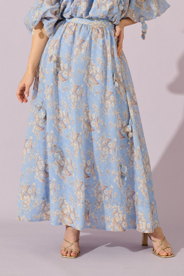 Gardenlight Maxi Skirt in Blue Floral campaign front