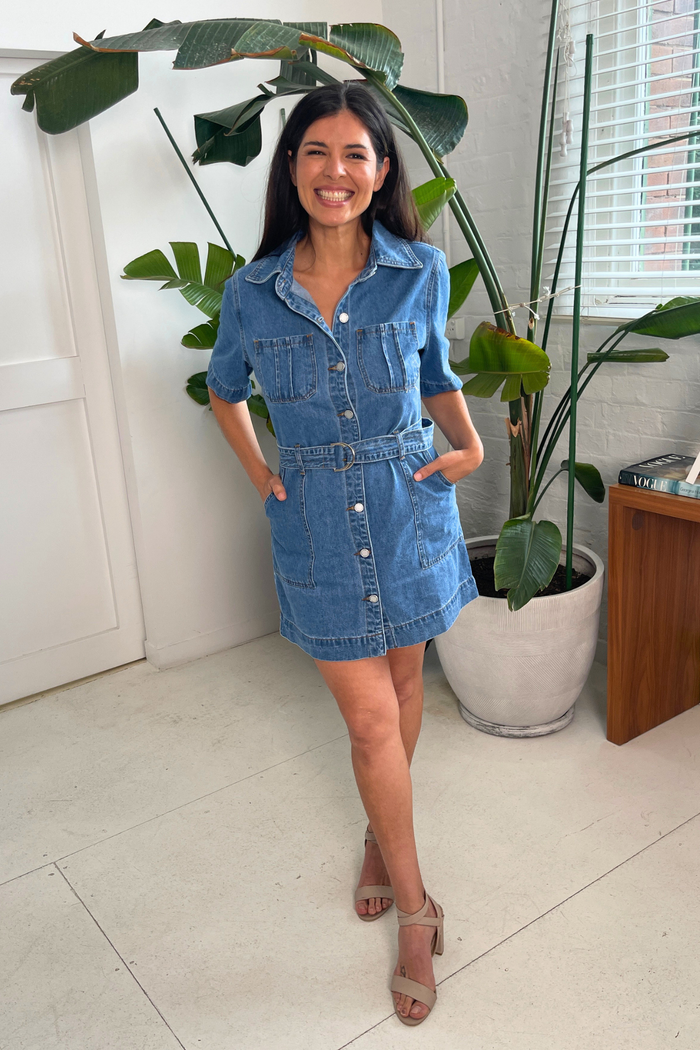 Amoret Shirt Dress in Mid Blue Denim ugc