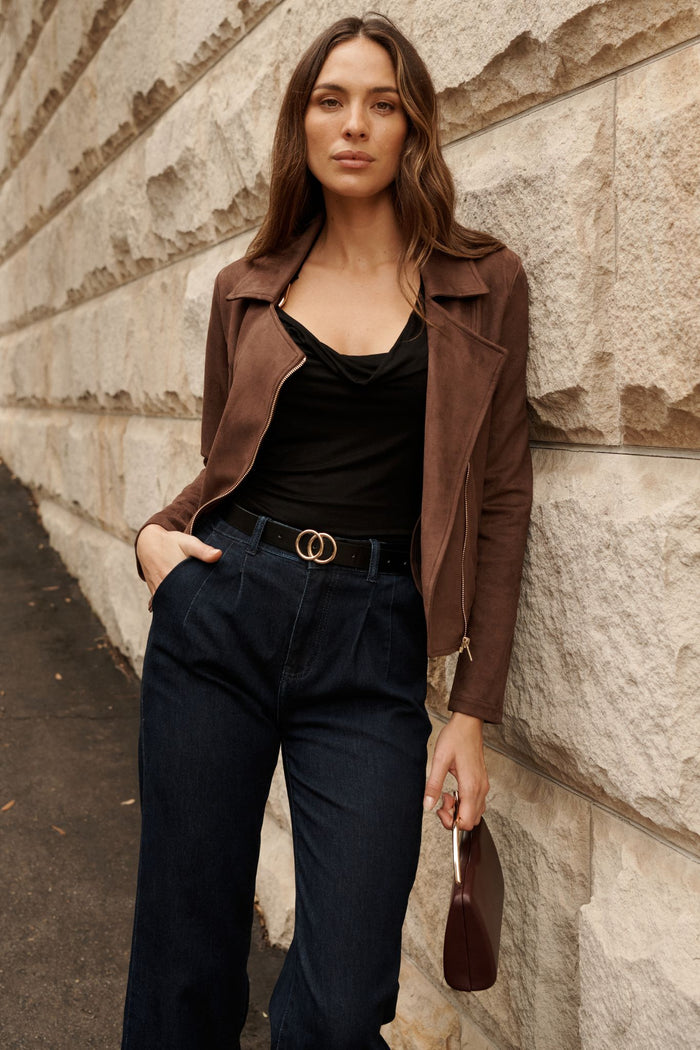 Perry High Rise Straight Leg Jean In Indigo Denim focus shoot front