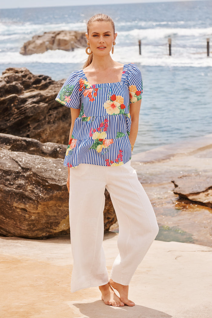 Halara Pant in White Linen campaign full length