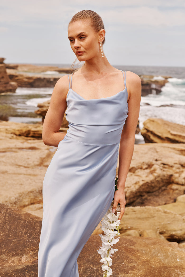 anyone but you blue satin dress Justina dress S / Light blue main image 0