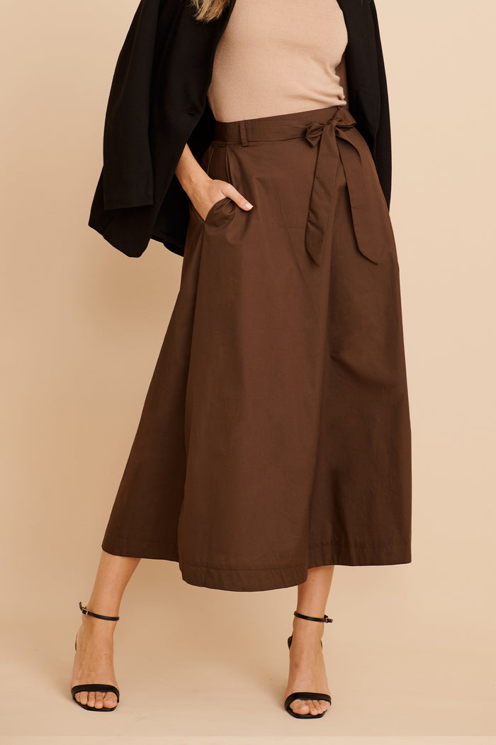 Statement Maxi Skirt in Chocolate Cotton