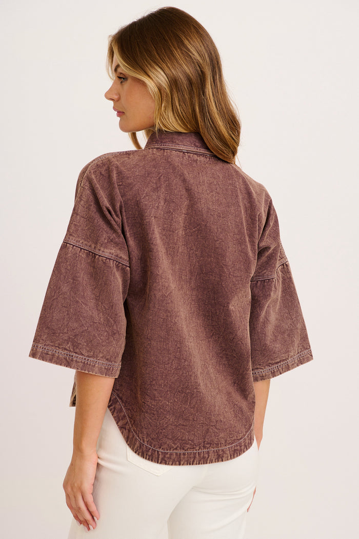 Legacy Shirt in Chocolate Cotton Twill back