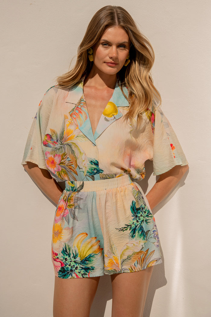 Lush Look Short in Multi Tropical Floral Print campaign front
