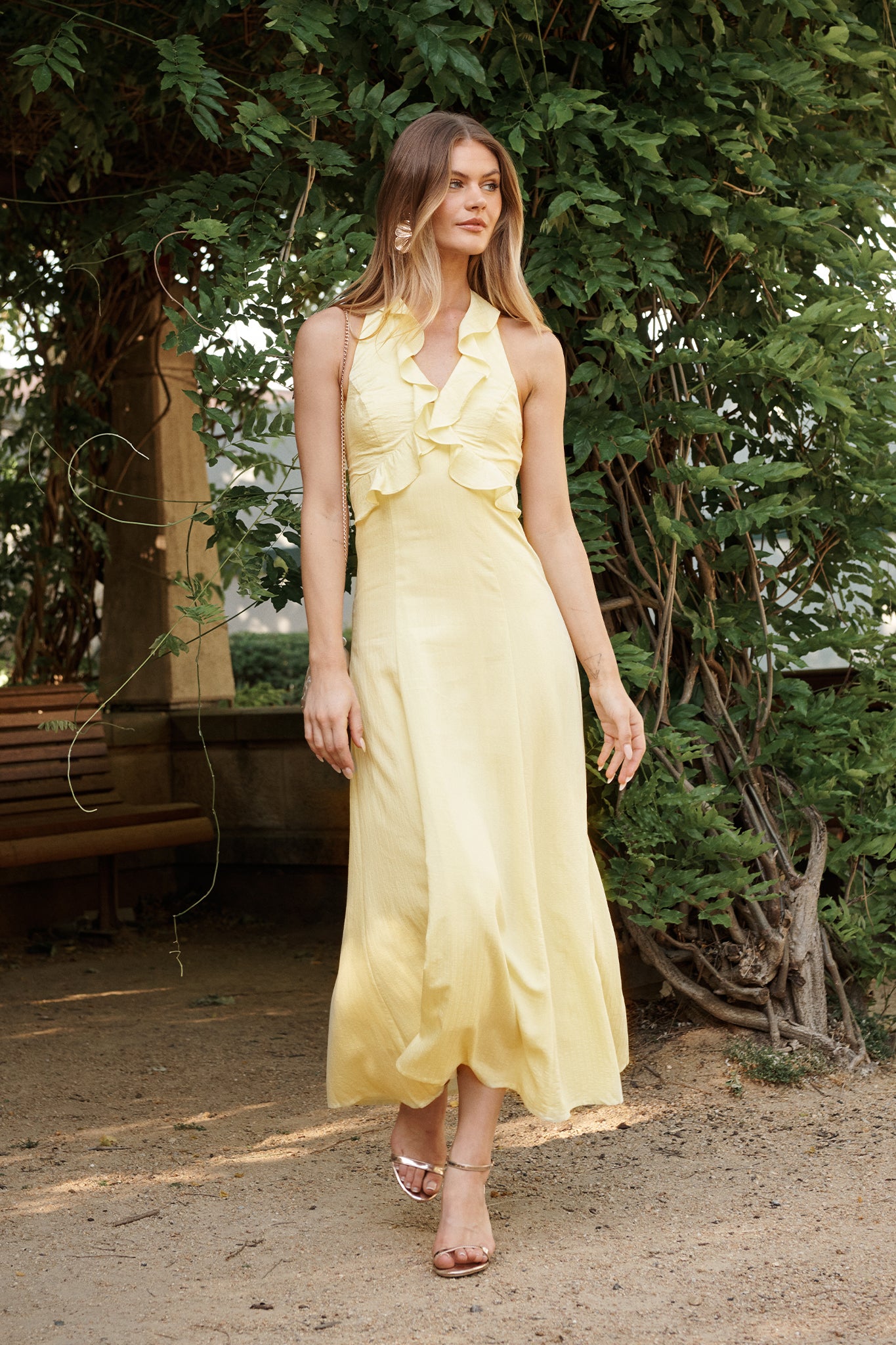 Twila Halter Maxi Dress Butter Yellow