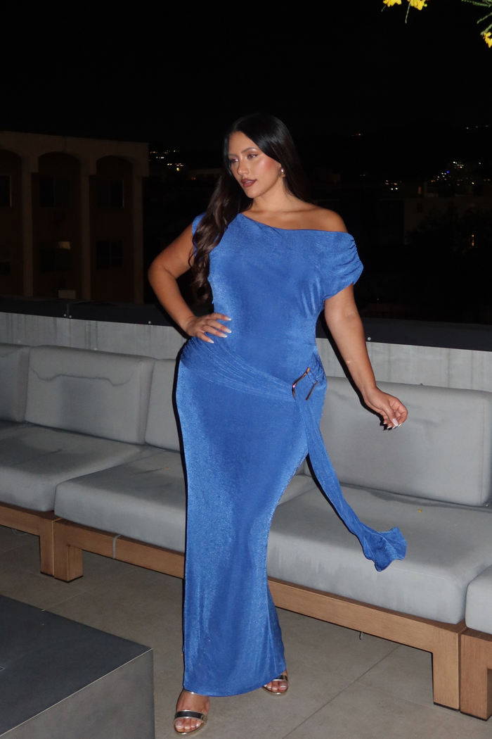 Queen Of The Night Maxi Dress in Cobalt Jersey ugc