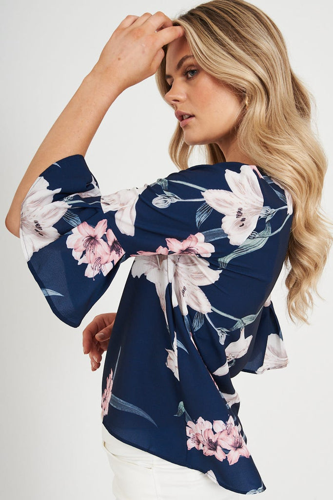 Tai Top in Navy Floral
