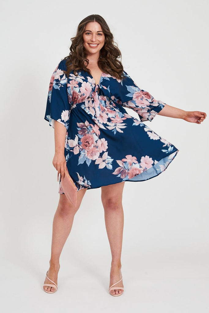 Ava Dress in Teal and Pink Floral