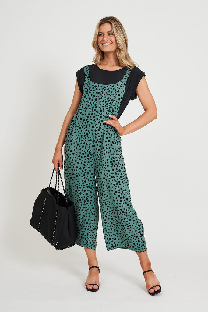 Madonna Jumpsuit in Dusty Green with Black Speckle