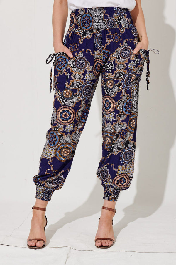 Gabby Lounge Pant in Navy Tile Print – St Frock