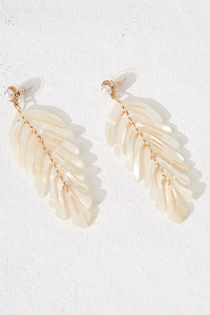 august + delilah Ritz Leaf Earrings in White