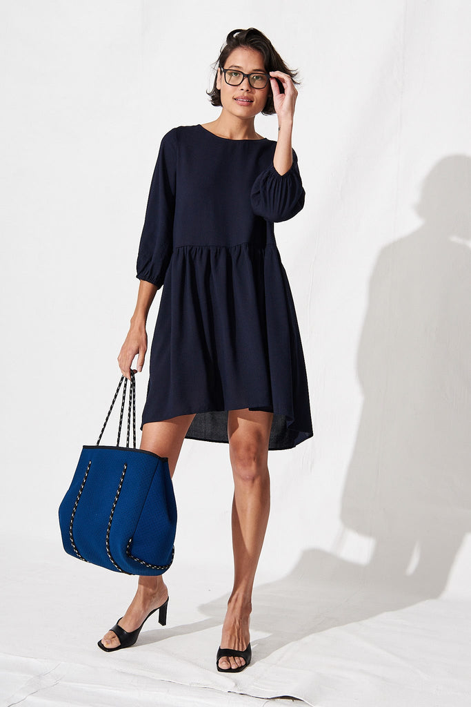Mujer Dress in Navy with Stripe