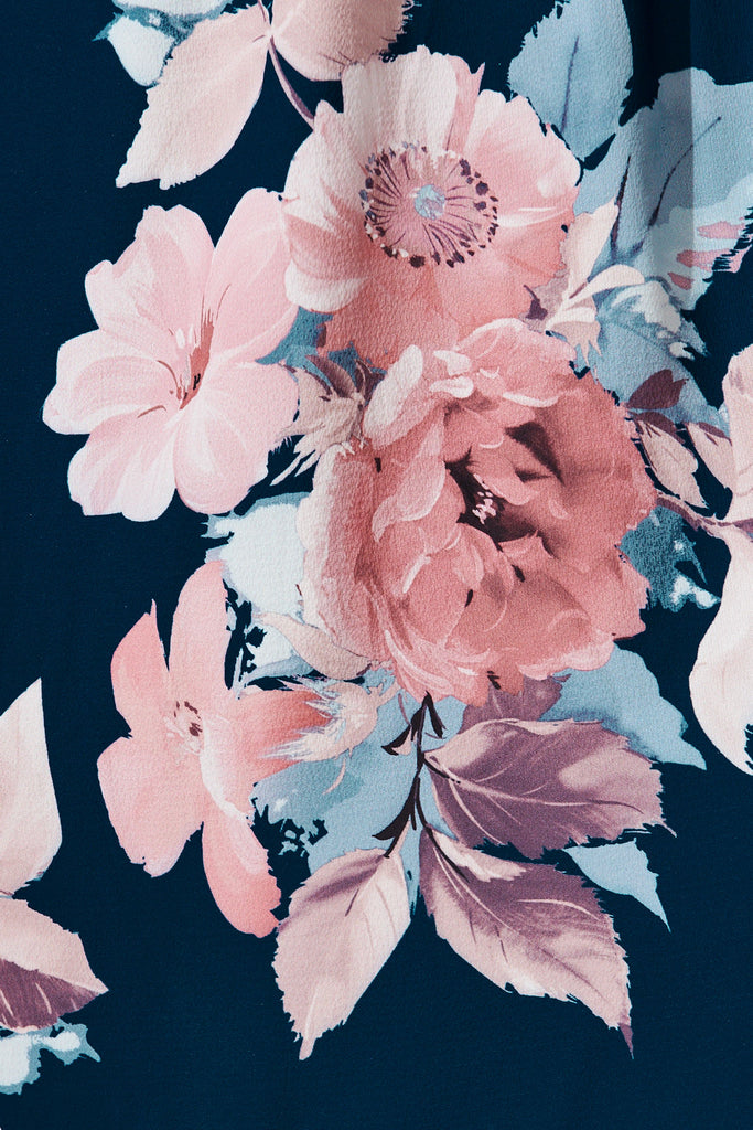 Carolyn Dress In Navy And Pink Floral - fabric