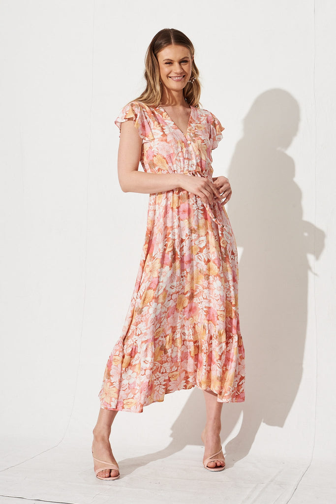 Vanser Maxi Dress in Blush Multi Floral