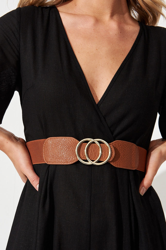 august + delilah Clara Belt in Brown Stretch - Front