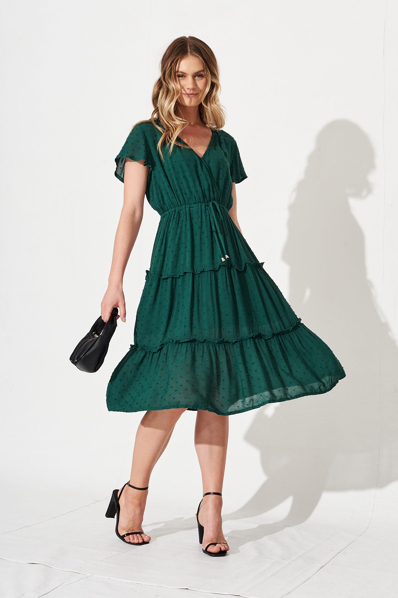 Sangria Dress In Emerald Green Swiss Dot – St Frock