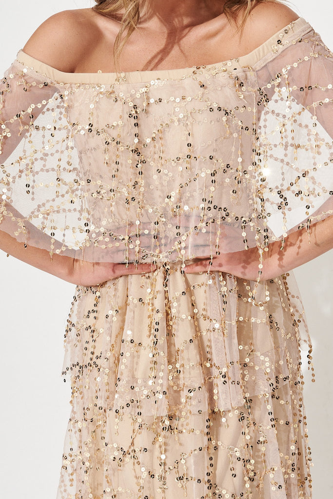 Cosmopolitan Sequin Dress In Blush - detail