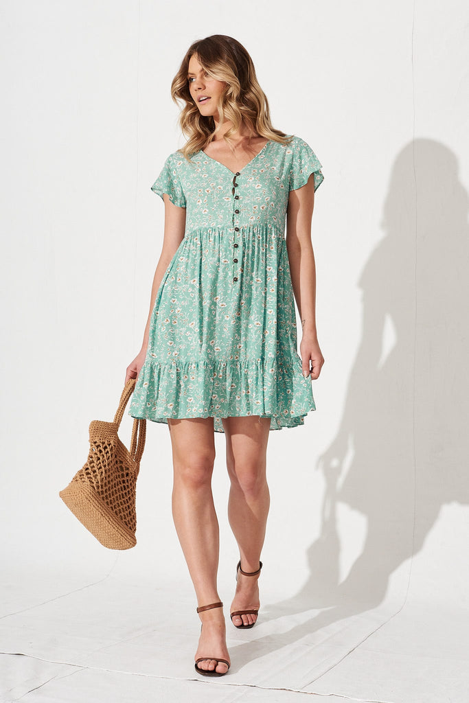 Emelie Dress In Green Ditsy Floral