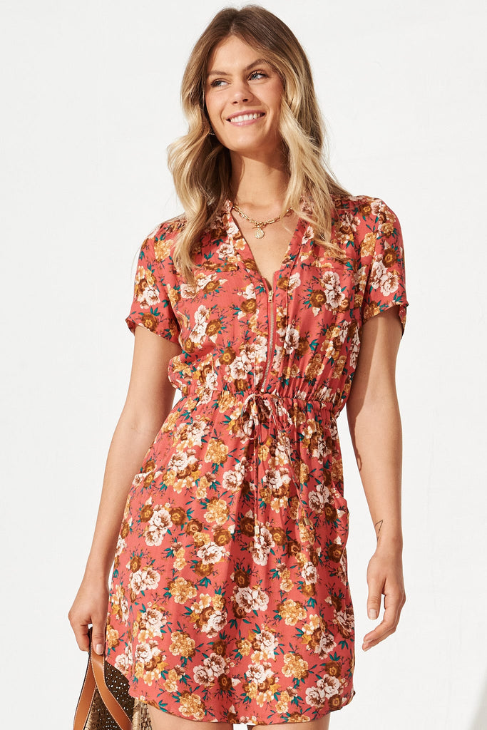 Now Or Never Dress In Pink With Mustard Floral