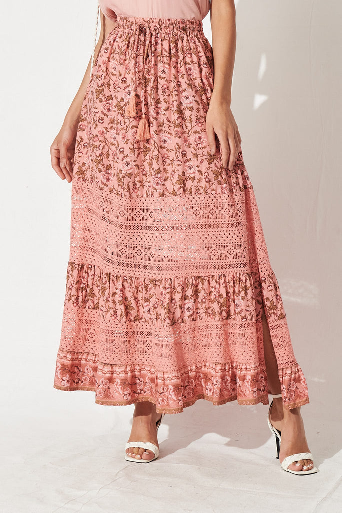 Bowie Maxi Skirt In Dusty Rose Floral