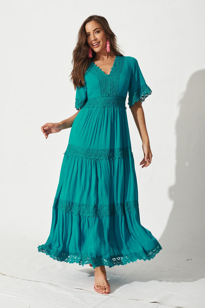 Mona Maxi Dress In Teal – St Frock