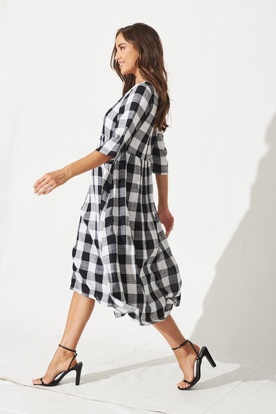 Zara Midi Smock Dress In Black With White Gingham – St Frock